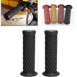 imageMotorcycle Non Slip Retro Rubber Handlebar Comfortable Handlebar 78quot 22mm 1quot 24mm Rubber Handle GripsBlack