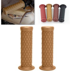 imageMotorcycle Non Slip Retro Rubber Handlebar Comfortable Handlebar 78quot 22mm 1quot 24mm Rubber Handle GripsYellow