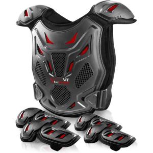 imageStarknightMT Kids Dirt Bike GearUpgraded Thicken Shell Youth Motorcycle Riding Professional Protective Gear Chest Protector Armor Suit for Motocross Cycling OffRoad Motorcycle Dirt Bike Kid BlueRed