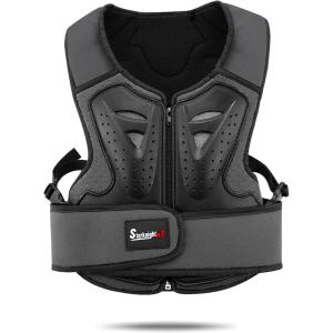 imageStarknightMT Kids Motorcycle Chest Protector Dirt Bike Youth Riding Spine Back Armor Protection for Motocross Cycling SkateboardSkiingSkatingOffRoadBlack