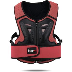 imageStarknightMT Kids Motorcycle Chest Protector Dirt Bike Youth Riding Spine Back Armor Protection for Motocross Cycling SkateboardSkiingSkatingOffRoadRed