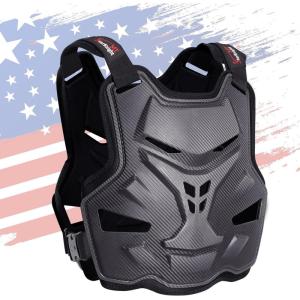 imageStarknightMT Motorcycle Chest Armor Lightweight Adult Men Motocross Chest Protector Adjustable Body Armor Vest for Motocross Riding Road Racing Cycling Skiing Skating Easywear Chest GuardBlack