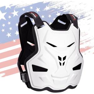 imageStarknightMT Motorcycle Chest Armor Lightweight Adult Men Motocross Chest Protector Adjustable Body Armor Vest for Motocross Riding Road Racing Cycling Skiing Skating Easywear Chest GuardWhite
