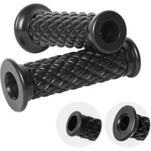 imageStarknightMT Motorcycle Vintage Non Slip Handlebar Grips 78quot 22mm 1quot 24mm Rubber Handle Grips Open EndBlack