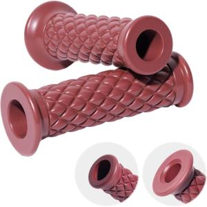 imageStarknightMT Motorcycle Vintage Non Slip Handlebar Grips 78quot 22mm 1quot 24mm Rubber Handle Grips Open EndBrown