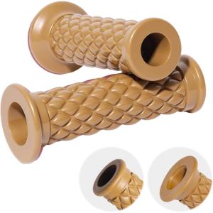 imageStarknightMT Motorcycle Vintage Non Slip Handlebar Grips 78quot 22mm 1quot 24mm Rubber Handle Grips Open EndTan