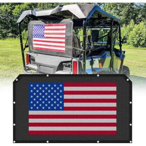imageStarknightMT Pioneer Back Window  Compatible with Pioneer 1000 10005 10006 700 7004 500 520 Rear Dust Screen Windshield Mesh Net SeeThrough Design Old Glory Flag Print Pioneer Accessories