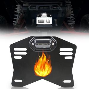imageStarknightmt UTV License Plate Holder with Light Universal Lighted License Plate Mount Bracket Compatible with Polaris Ranger RZR Can Am X3 Defender Cfmoto Zforce Uforce
